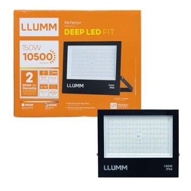 Imagem de Refletor LED 150W LLUMM Deep Fit IP66 Bivolt – Luz Fria 6500K, 10500 Lúmens, À Prova d’Água, Alumínio Resistente – Iluminação Externa para Fachadas, Galpões e Estacionamentos