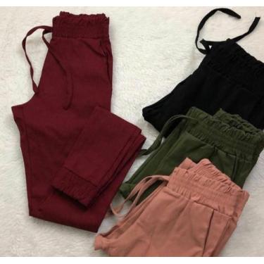 Imagem de Calça feminina jogger bengaline menina - filó modas , Verde militar, m