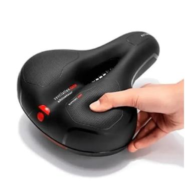 Imagem de Banco Selim Bicicleta 2 Molas Largo Fita Refletiva Segurança