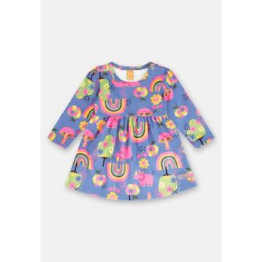 Imagem de Vestido para Bebê em Malha Peluciada Up Baby, Azul claro, 3