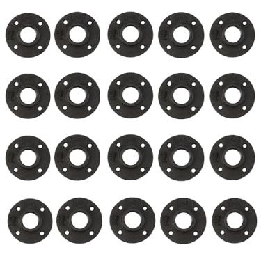 Imagem de awliye Flange de piso de 2,5 cm, pacote com 20 acessórios para tubos de 4 parafusos, base de flange de tubo de ferro fundido vintage para estilo vintage industrial, flanges com orifício rosqueado para