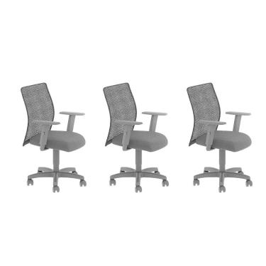 Imagem de Conjunto 3 Cadeiras Executivas Class New Giratória Six Preta