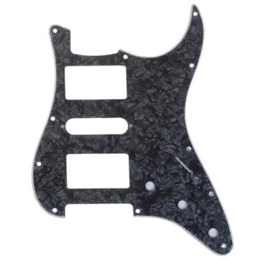 Imagem de Musiclily Pro 11 Furos Escudo HSH Pickguard Strato para Guitarra Fender EUA/Mexicana Made Stratocaster Standard Estilo Moderno, 4 Camadas Preto Perolado