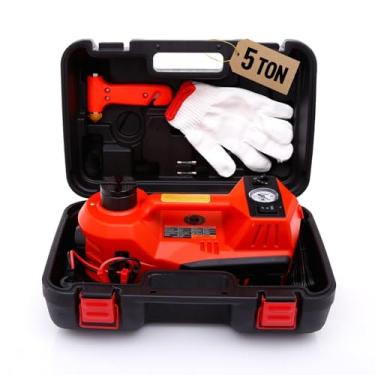 Imagem de Trihelper Macaco Hidráulico para Carro Jack – 3 Ton Electric Car Jack Stand Three In One Kit para Tomada de Carro Sedans SUV Car Lift Floor Jack para Troca de Pneus e Emergências de Estrada com Bomba Integrada de Pneu (Laranja)