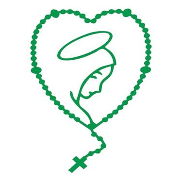 Imagem de Adesivo Terço Nossa Senhora Coração decorativo Parede Carro Notebook Proteção Paz Fé Nossa Senhora Aparecida oração (VERDE, 29,5X40cm)