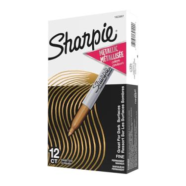 Imagem de Marcador Permanente Sharpie Fino Metálico Dourado, 1823887, Dourado, pacote de 12