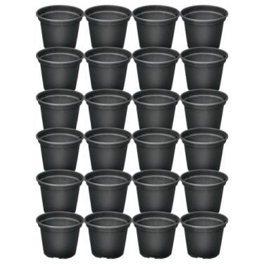 Imagem de Conjunto 24 Vasos Flores Mod 15 Plástico Reciclado Preto Monocromático