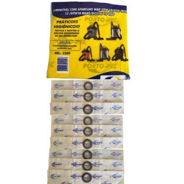 Imagem de Saco De Aspirador De Pó Wap Gtw10 Gtw Inox 12 Mare Biovac 10 Kit com 9