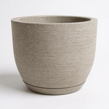 Imagem de vaso decorativo para plantas grandes e frutiferas 40x50 em polietileno jateado com prato coletor 50 litros (Cinza)