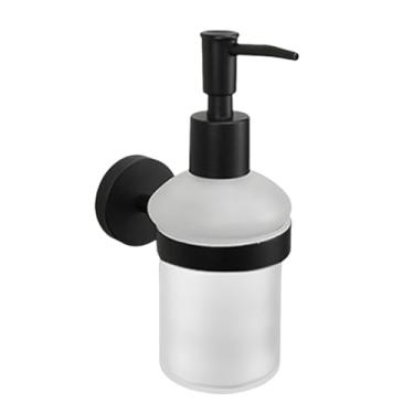 Imagem de Conjunto de acessórios para banheiro de parede em aço inoxidável preto fosco com toalheiro e azulejo, inclui tapete de banho, lava-louças e suporte para toalhas (dispensador de sabão)