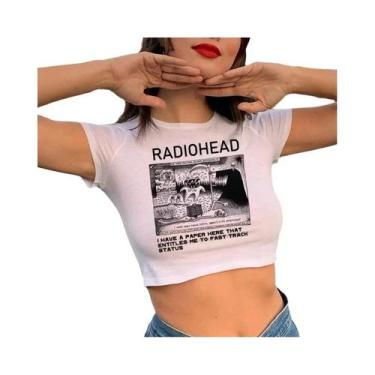 Imagem de Camiseta Crop Top Radiohead - Unissex, Estilo Y2K, Verão, Hip Hop, Roc