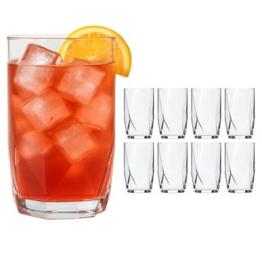 Imagem de Jogo 8 Copos De Vidro Transparente 360ml Topazio Long Drink - CRISTAR