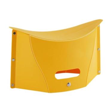 Imagem de Aymzbd Banco dobrável portátil, banco de acampamento leve, baixo, pequeno, cesto, assento dobrável para reuniões, caminhadas ao ar livre, compras, metrô, Amarelo
