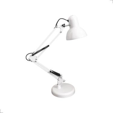 Imagem de Luminária De Mesa Pixar Branca Articulável C/ Base E Garra + Lâmpada B