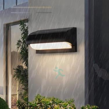 Imagem de Luz de parede solar LED externa com sensor de movimento IP65 à prova d'água arandela de parede com controle remoto regulável lâmpada de parede interna externa lâmpadas de segurança cerca quintal