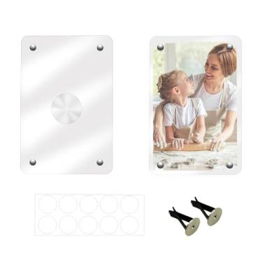 Imagem de 2 peças de porta-fotos de carro, clipe de moldura magnética, acrílico, horizontal, vertical, acessórios internos automotivos adequados para Polaroid tamanho 8,9 x 6 cm para ventilação do painel