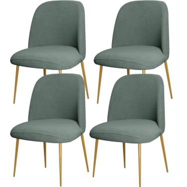 Imagem de 4pcs Curved Back Upholstered Dining Chair Covers, Armless Stretch Chair Cover, Reusable Protector Dining Chair for Office Dining Room Banquet Home Party Decor(Soy green)