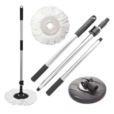 Imagem de Kit Cabo Inox 1,6m + Base Suporte Flange + Refil em Microfibra para Mop Giratório Perfect Pro e Move