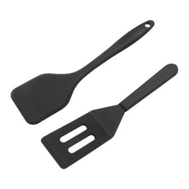 Imagem de Hitefu 2 miniespátulas flexíveis, espátulas de silicone antiaderente com compartimentos, conjunto de espátulas pequenas para brownie, biscoitos, ovos, assar e cozinhar (preto)
