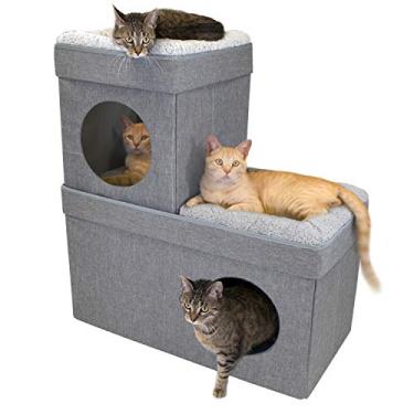 Imagem de Kitty City Grande condomínio empilhável para gatos, gatos, casa para gatos, cama pop-up, otomana para gatos, mansão