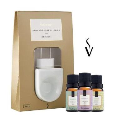 Imagem de Kit Difusor Aromatizador Elétrico Original + 3 Essências Via Aroma (Ba