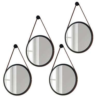 Imagem de Kit 4 Espelhos Decorativos Redondos 67cm Com Alça Adnet Escandinavo H01 Preto