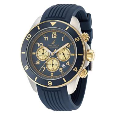 Imagem de Nautica Relógio masculino com pulseira de silicone azul (modelo: NAPNOS404), Azul