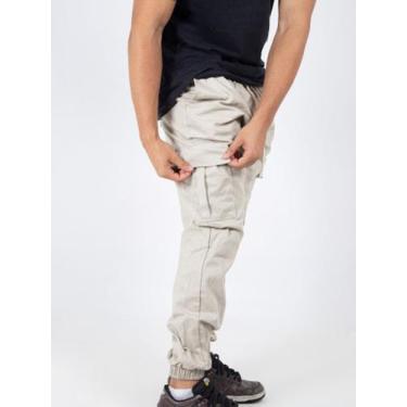 Imagem de Kit 2 Calça Jogger Cargo Masculina com Elástico Sarja e Bolso Lateral 