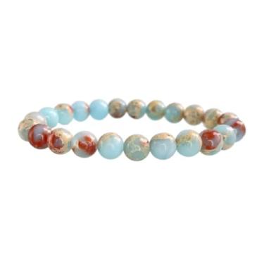 Imagem de Pulseira Jaspe Imperial 8mm Pedra Natural Equilíbrio Coragem Unissex