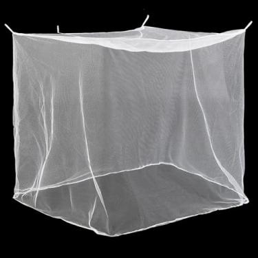 Imagem de Mindsoft Mosquiteiro de 4 cantos para mosquiteiros para camas, rede de dossel de cama, cortinas de cama retangulares para acampamento, casa, viagens ao ar livre (branco, C 190 x L 90 x A 159 cm, sem