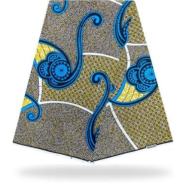 Imagem de Shenbolen Tecido africano 6 jardas Kente Cloth by The Yard Ankara Print Wax Fabrics 100% poliéster (V)