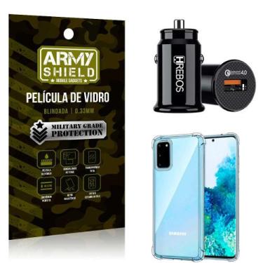 Imagem de Kit Carregador Veicular Turbo 18w com Capinha Samsung S20 e Película 3