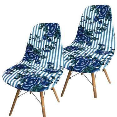 Imagem de Kit 2 Capa de Cadeira Charles Eames Eiffel Pé Palito Malha Estampada -