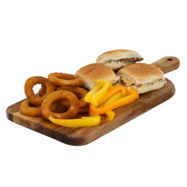 Imagem de Elama Tábua de charcutaria de madeira de acácia de 29 cm – Travessa retangular com alça para queijo, carnes, aperitivos e lanches (29 cm)