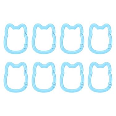 Imagem de PATIKIL Gancho de pressão, 8 peças de clipes de chaveiro em forma de gato fofo pequenos porta-chaves para bolsa, alça de bolsa, joias, acessórios de acampamento, azul celeste