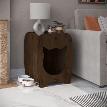 Imagem de Mesa De Cabeceira Casinha Pet Gato Cat Malbec