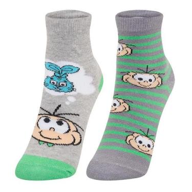 Imagem de Kit 2 Pares Meia Soquete Infantil Turma da Mônica N.23 a 26 Cia da Mei
