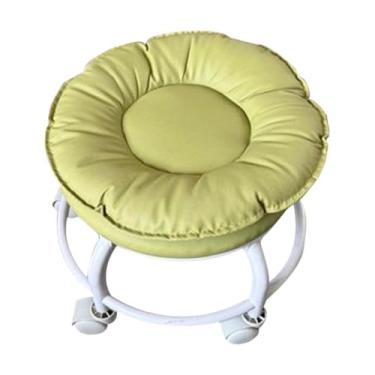 Imagem de IEUDNS Banco giratório baixo com rodinhas 360°, banco para tarefas domésticas, baixo ruído, resistente, pequeno, cadeira giratória para crianças, para sala, Verde