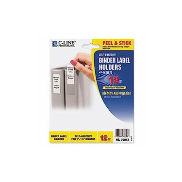 Imagem de C-Line Porta-etiquetas autoadesivas para fichários de anel de 3,8 cm, 2,5 cm x 6,3 cm, 12 por pacote (70013)
