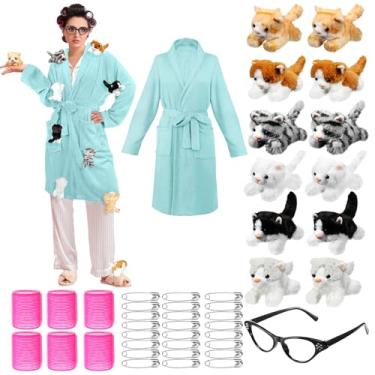 Imagem de Cuffbow Conjunto de 44 roupões de gato de Halloween para mulheres, adultos, cosplay e gatos, Verde, L or XL