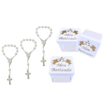 Imagem de Kit Meu Batizado com Mini Terços e Caixinhas Acrílicas 5x5cm ✝️ Conjunto Lembrancinha de Batismo para Menino ou Menina Fé, Gratidão e Sofisticação | Feito no Brasil  (10)