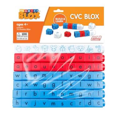 Imagem de Junior Learning: Rainbow Phonics – Conjunto CVC Blox – 70 blocos codificados por cores, conjunto infantil de montar e aprender, consoantes, vogais curtas giratórias, Picture Blox