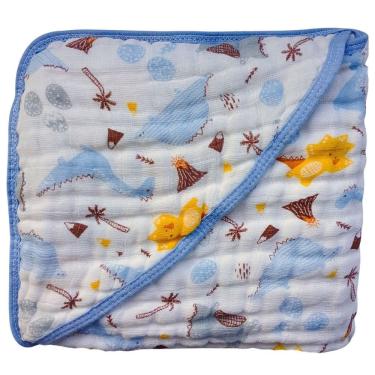 Imagem de Toalha de Banho Bebe Fralda Soft com Capuz 100% Algodão Enxoval Menino Grossa 3 camadas Enxoval