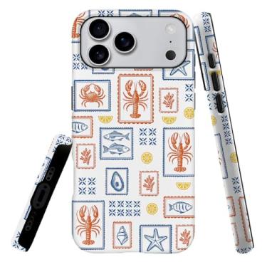 Imagem de Capa compatível com L16QX Pro Max, capa rígida híbrida de 2 camadas, macia à prova de choque para meninas e mulheres, estampa costeira de carimbos de frutos do mar