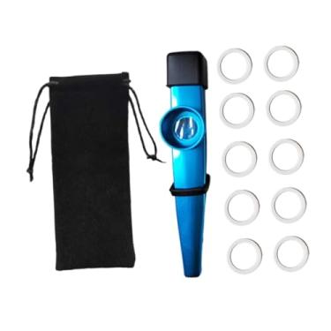 Imagem de YIJU Flauta Kazoo Infantil, Capa para Boquilha, Acompanhamento Musical, Instrumento Musical de Brinquedo com Diafragmas para Festa e Prática Diária, Azul