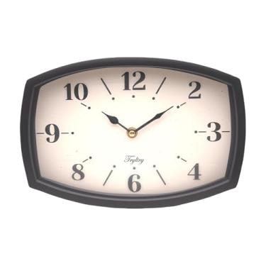 Imagem de TRYLTRY Relógio de parede preto retrô retangular relógios de parede operados por bateria estilo de design antigo para cozinha, sala de estar ou escritório, pequeno retângulo preto