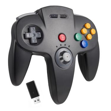 Imagem de Controle sem fio USB N64 para Switch Games, controle remoto sem fio recarregável de 2,4 GHz, joystick para Switch/Switch Lite/Switch OLED, Mac, PC, Windows 7, 8, 10, 11, preto