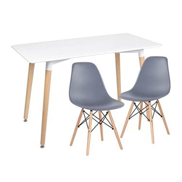 Imagem de LoLoft7 Home Decor, Mesa de Jantar Retangular Eames 60 x 120 cm + 2 Cadeiras Eiffel Dsw -Cinza escuro