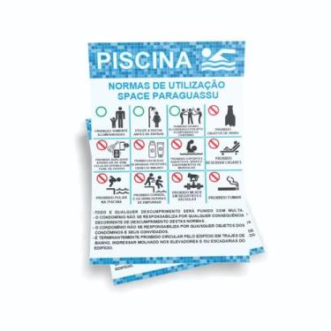 Imagem de Kit 3 Placas sinalização 15x21cm EM PVC PL(246) - Tema: Piscina - Sem 