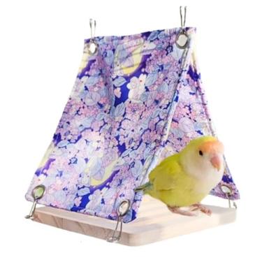 Imagem de Cama de pássaro de verão para gaiola com fundo de madeira resistente, ninho de pássaro respirável à prova d'água, rede suspensa de papagaio, barracas de papagaio, cabana para dormir, caverna